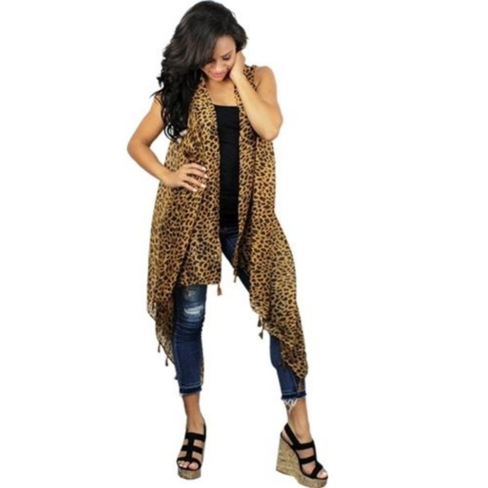 New Duster Long Cheetah Southwestern Vest Brown